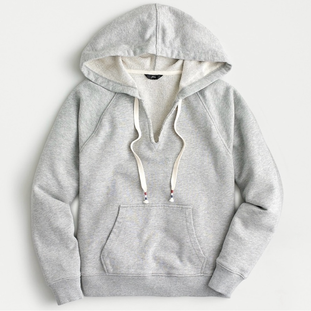 J.CREW GARMENT DYED V-NECK GRAY HOODIE
